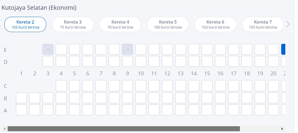 bangku kursi kereta kutojaya selatan