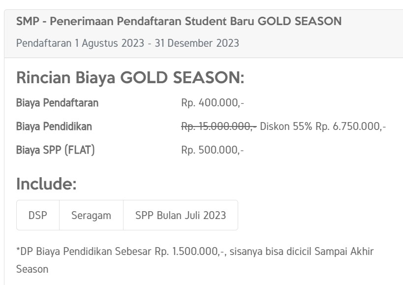 biaya masuk SMP di Bandung