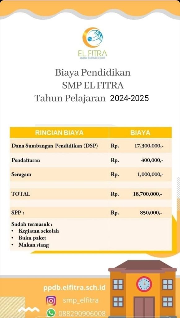 biaya pendidikan smp el fitra