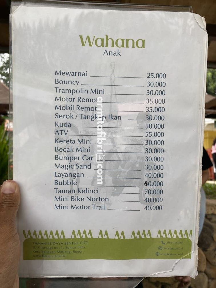 tiket masuk taman budaya sentul